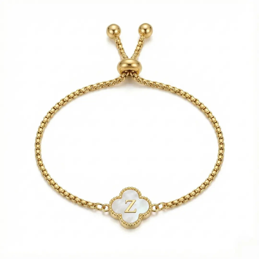 Bracelet Trèfle Nacre & Initiale