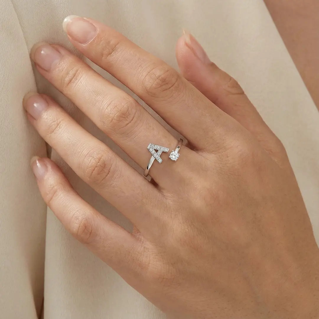 Bague Initiale Zirconium