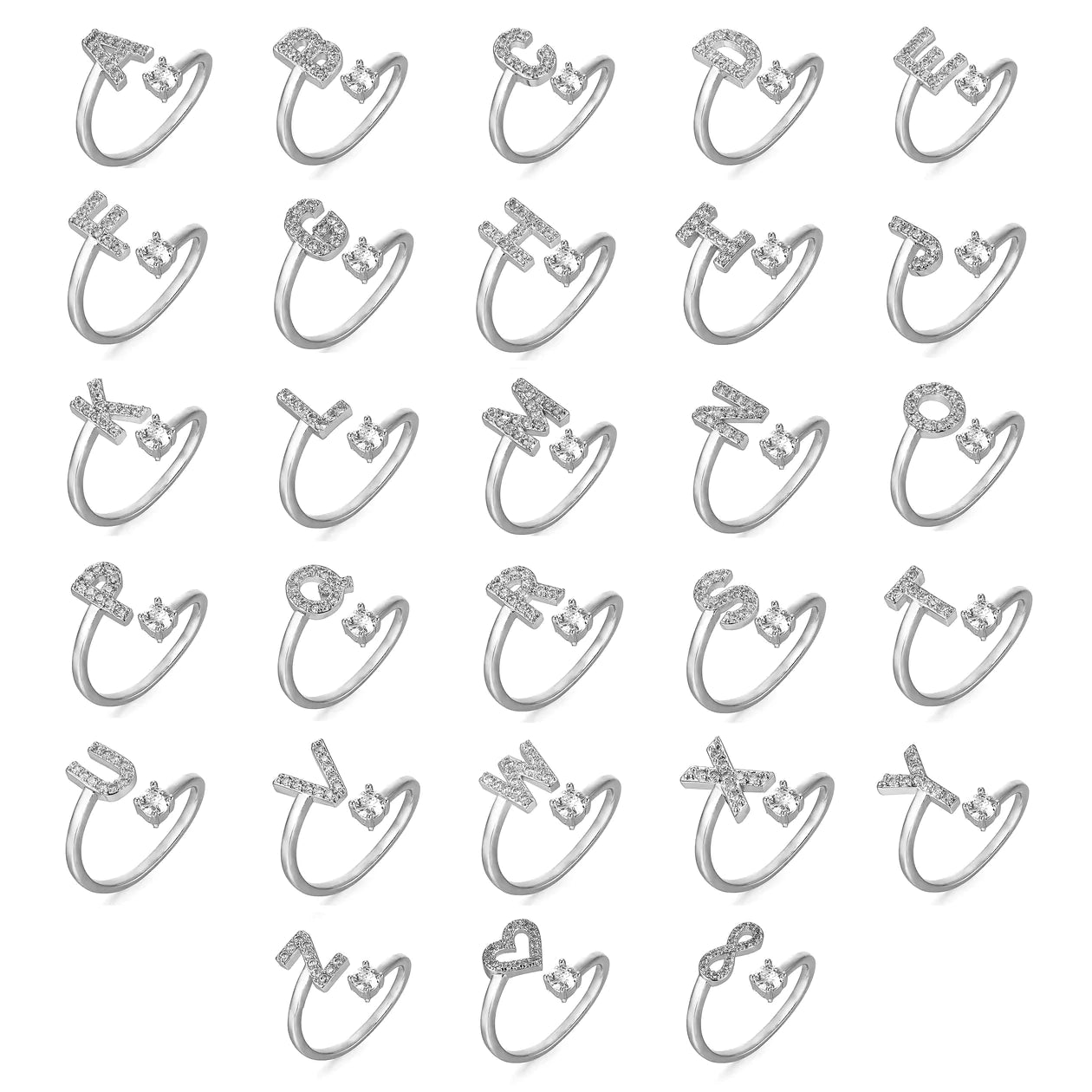 Bague Initiale Zirconium