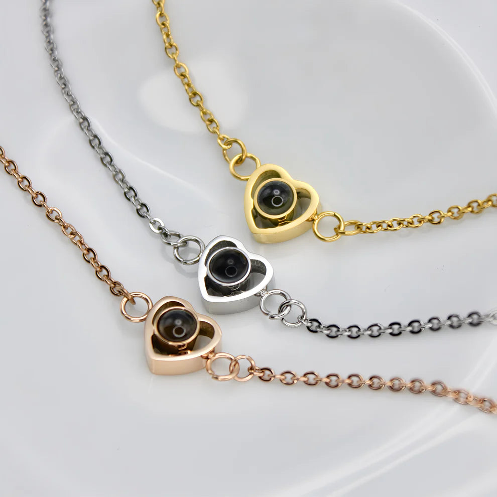 Bracelet Chaîne Cœur - Projection Photo