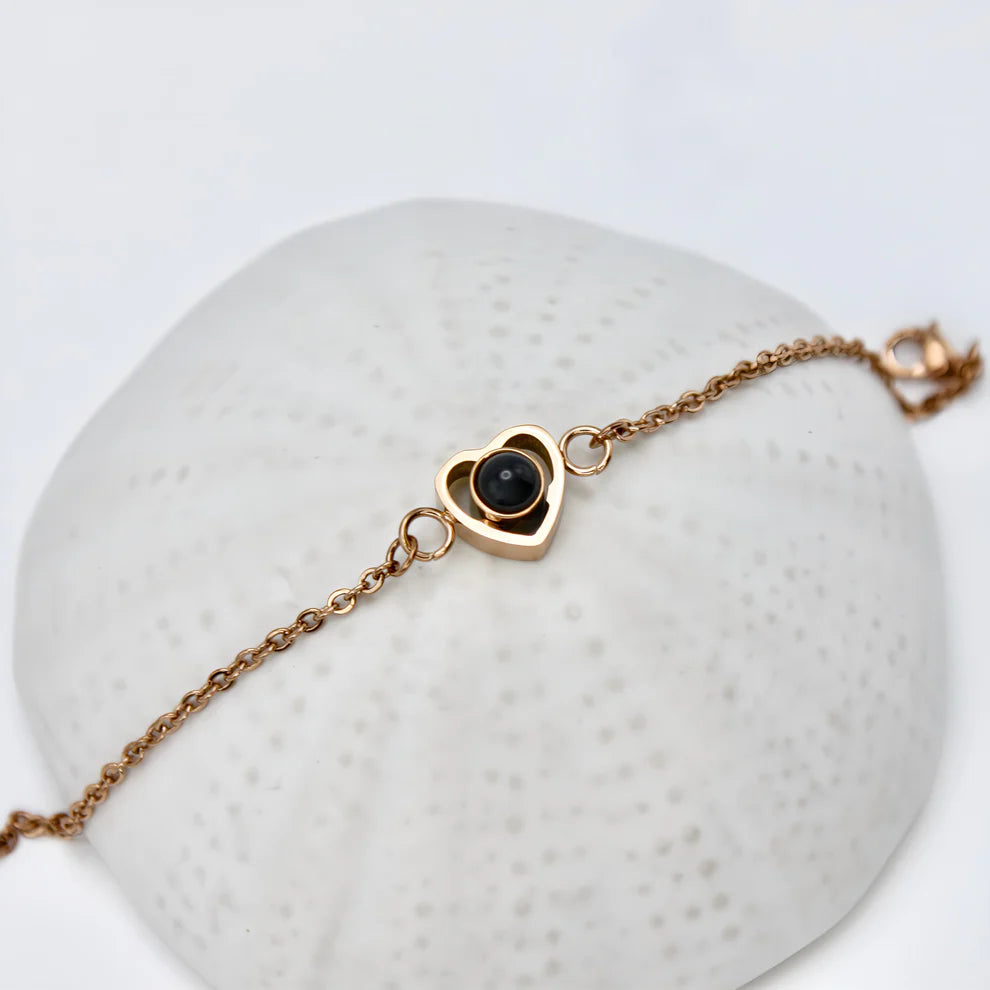 Bracelet Chaîne Cœur - Projection Photo