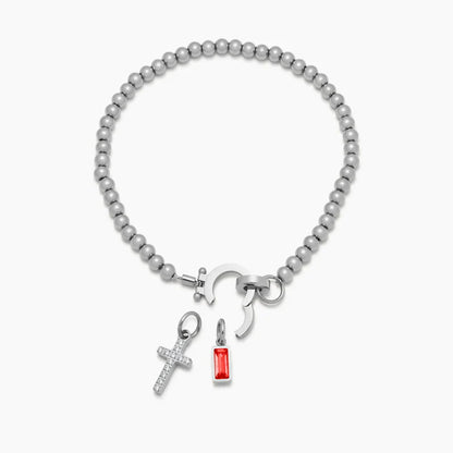 Bracelet Perlé Pierre de Naissance & Croix