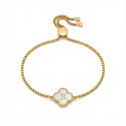 Bracelet Trèfle Nacre & Initiale