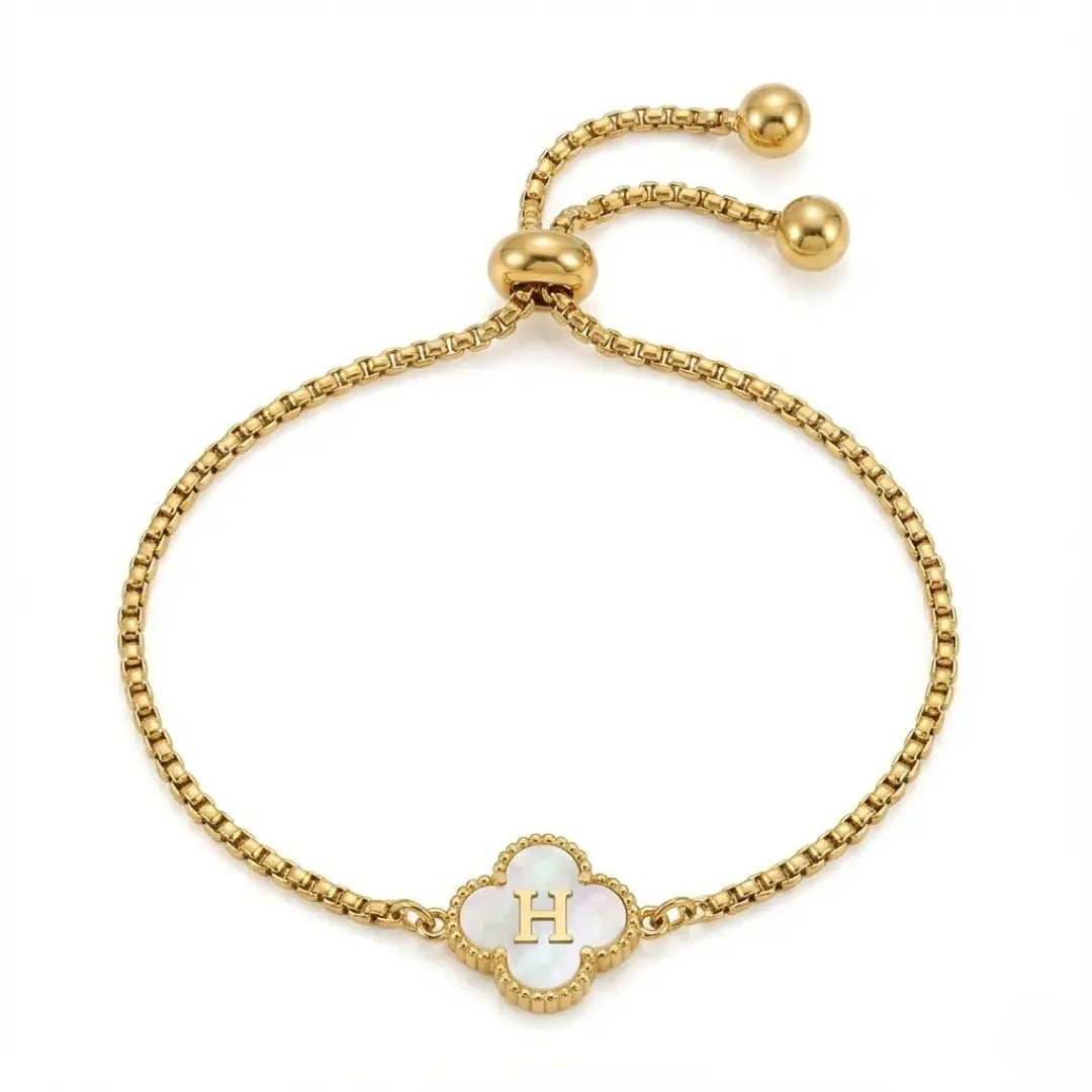 Bracelet Trèfle Nacre & Initiale