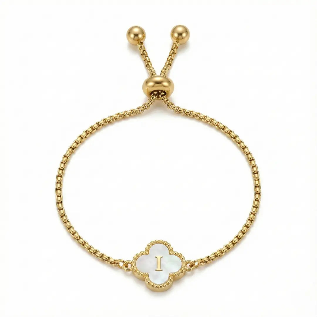 Bracelet Trèfle Nacre & Initiale