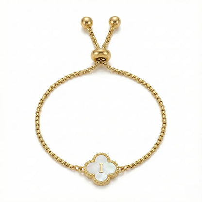 Bracelet Trèfle Nacre & Initiale
