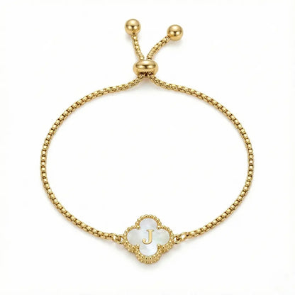 Bracelet Trèfle Nacre & Initiale
