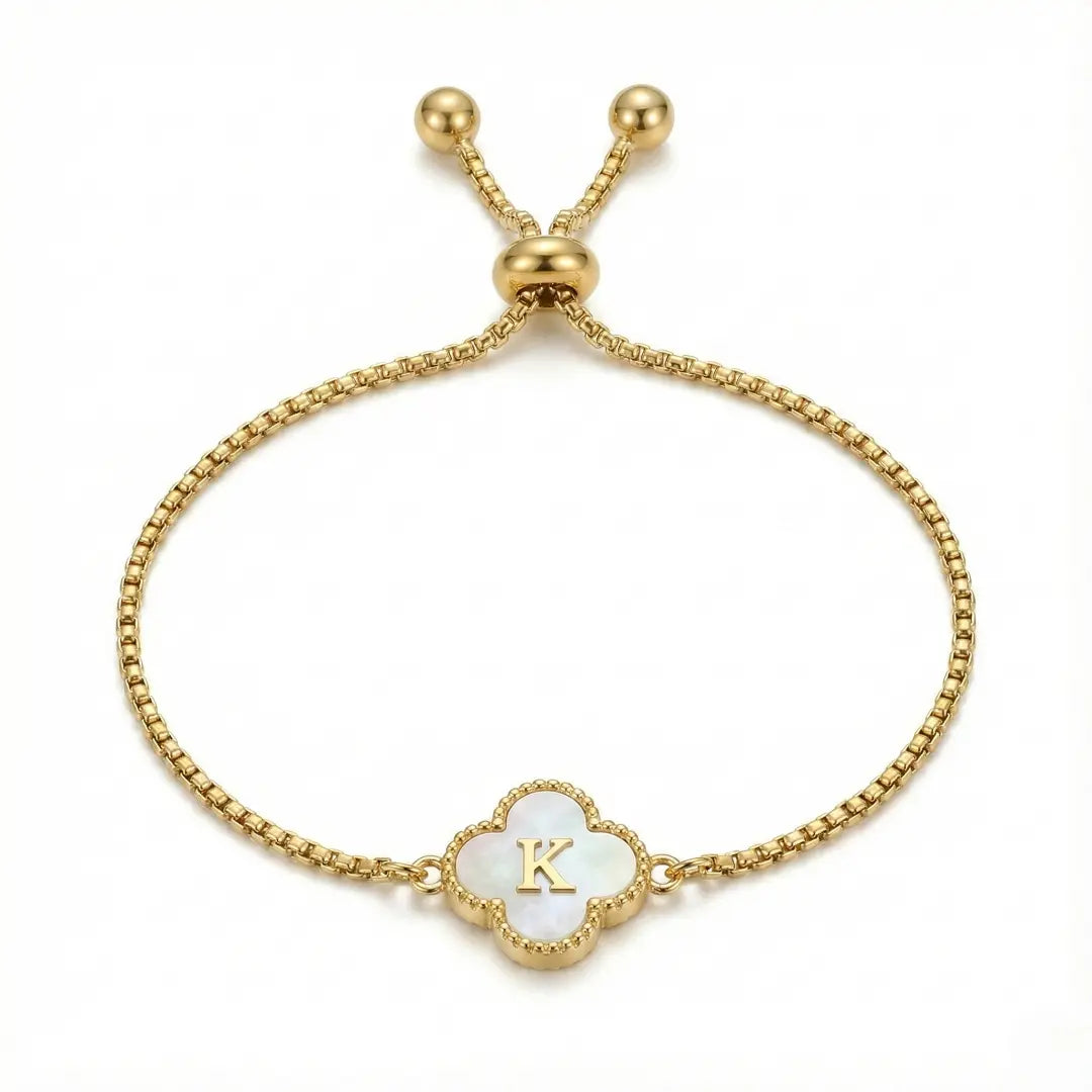Bracelet Trèfle Nacre & Initiale