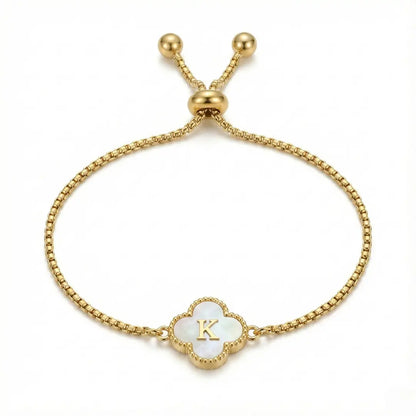 Bracelet Trèfle Nacre & Initiale