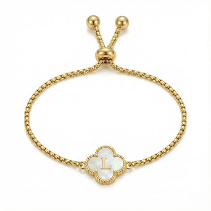 Bracelet Trèfle Nacre & Initiale