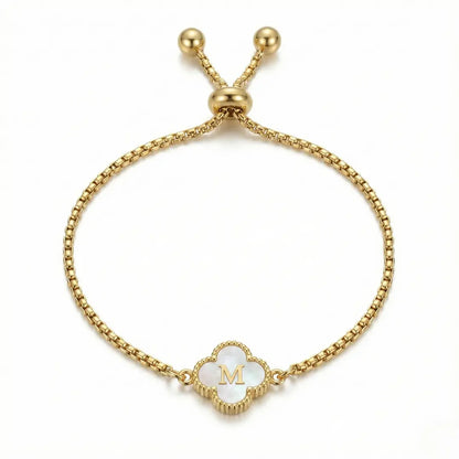 Bracelet Trèfle Nacre & Initiale