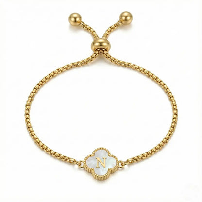 Bracelet Trèfle Nacre & Initiale