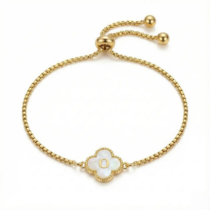 Bracelet Trèfle Nacre & Initiale