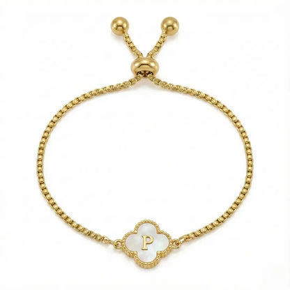 Bracelet Trèfle Nacre & Initiale