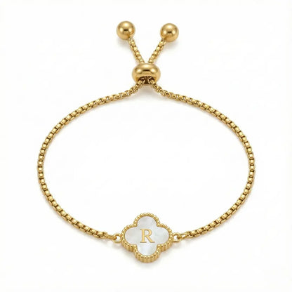 Bracelet Trèfle Nacre & Initiale