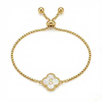 Bracelet Trèfle Nacre & Initiale