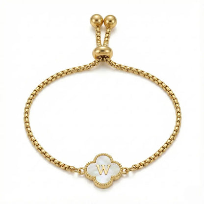 Bracelet Trèfle Nacre & Initiale