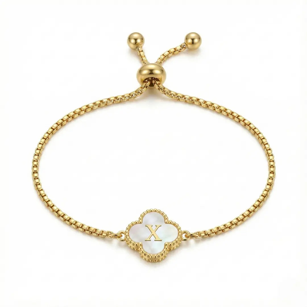 Bracelet Trèfle Nacre & Initiale