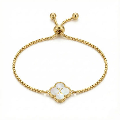 Bracelet Trèfle Nacre & Initiale