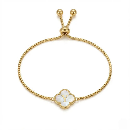 Bracelet Trèfle Nacre & Initiale