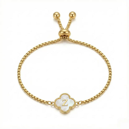 Bracelet Trèfle Nacre & Initiale