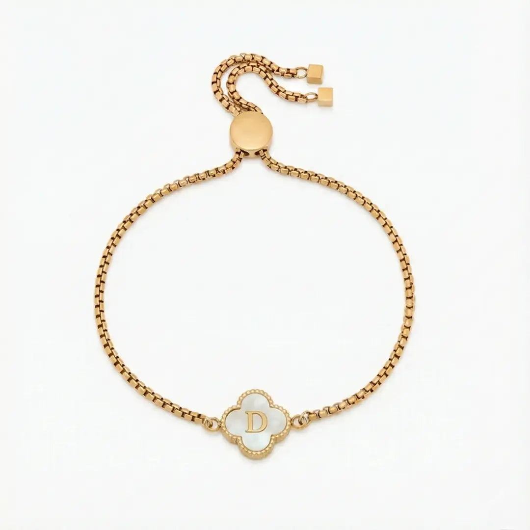 Bracelet Trèfle Nacre & Initiale