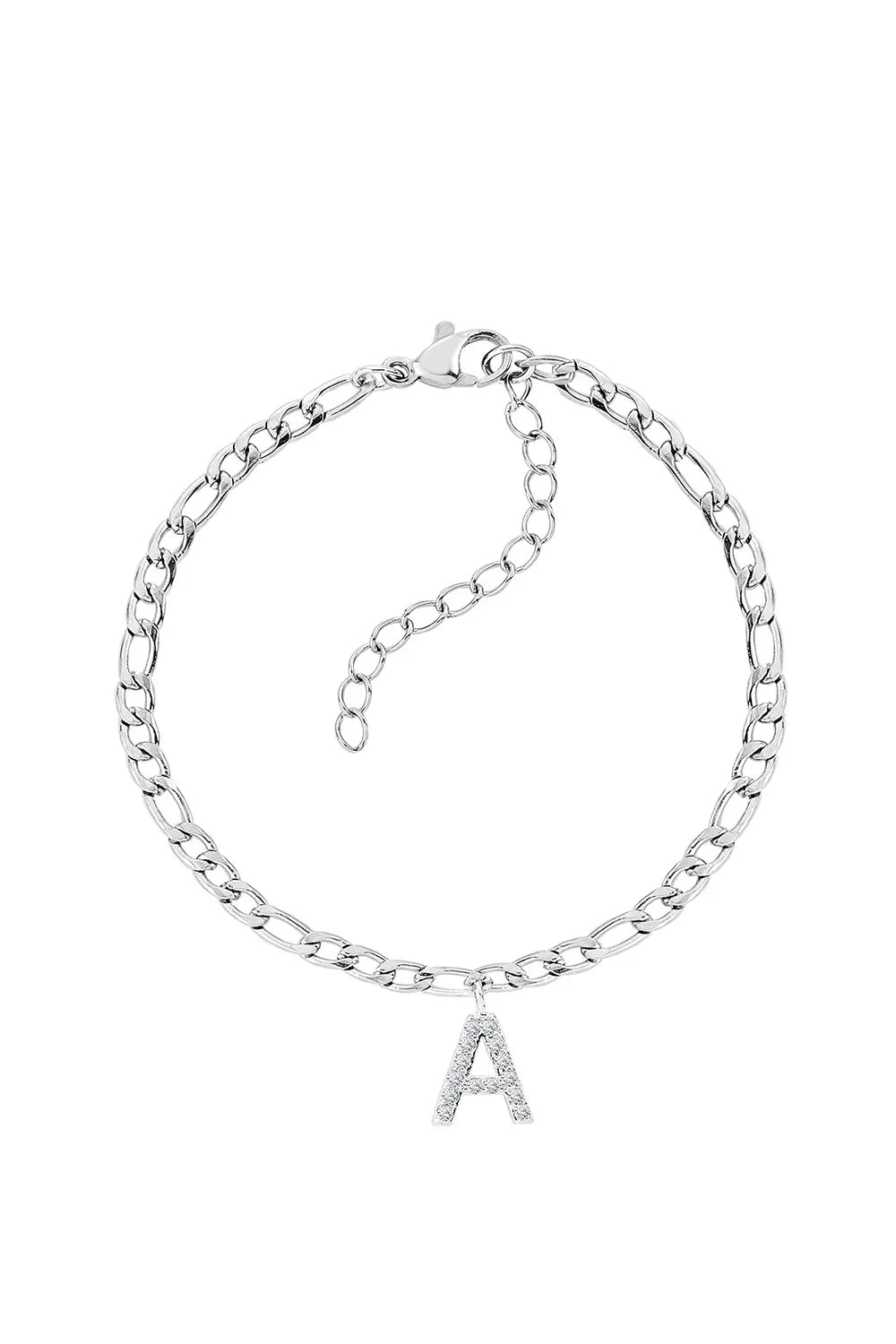 Bracelet Initiale Figaro – Plaqué Or & Zircone