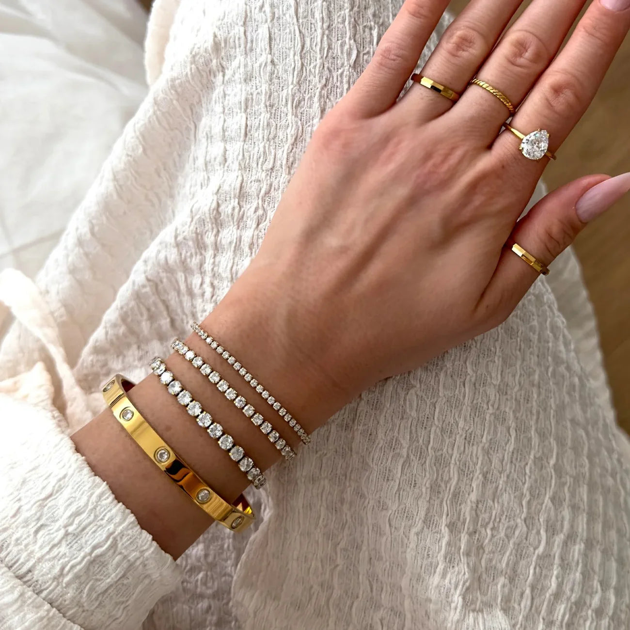 Bracelet Tennis – Plaqué Or 18K & Zircone