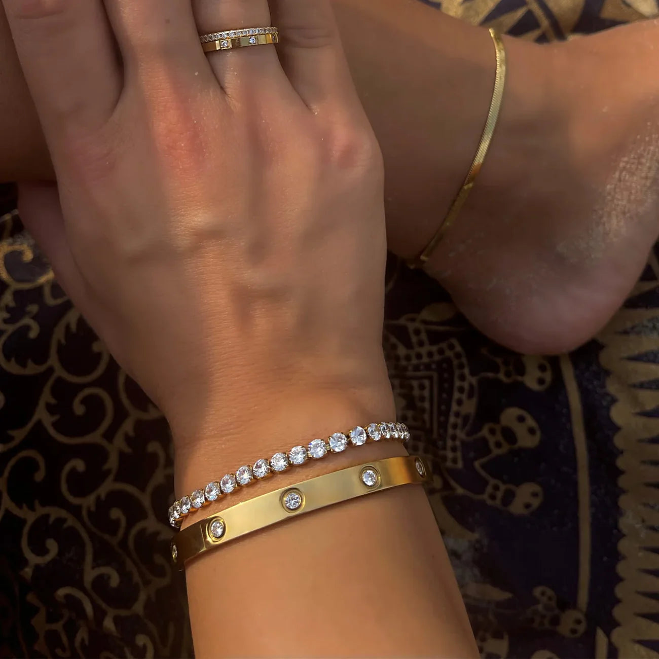 Bracelet Tennis – Plaqué Or 18K & Zircone