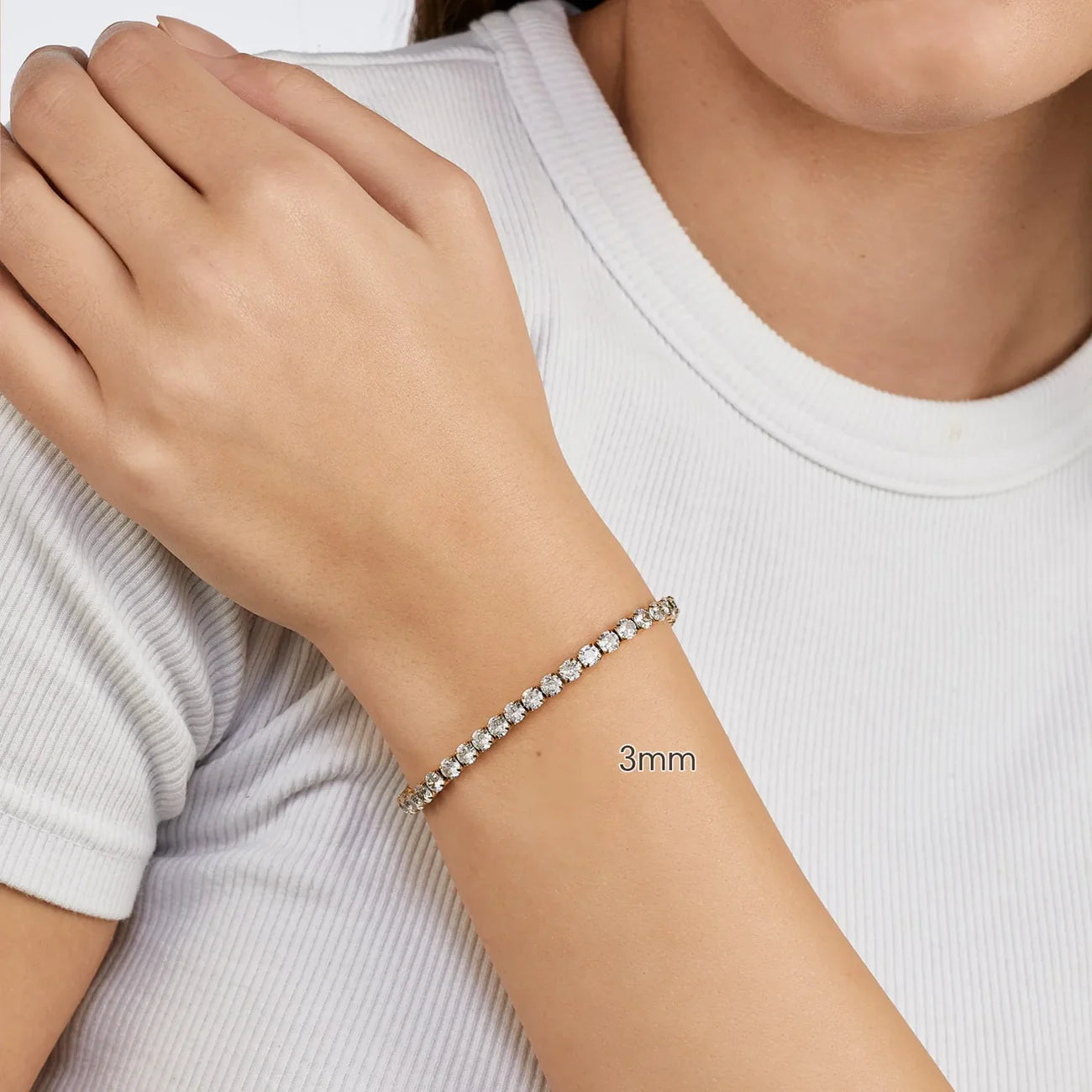 Bracelet Tennis – Plaqué Or 18K & Zircone