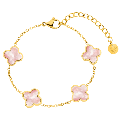 Bracelet Trèfle Rose Chanceux – Plaqué Or 18K
