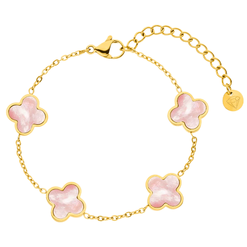 Bracelet Trèfle Rose Chanceux – Plaqué Or 18K