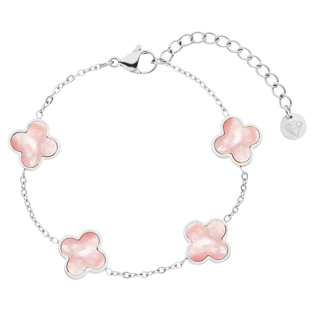 Bracelet Trèfle Rose Chanceux – Plaqué Or 18K