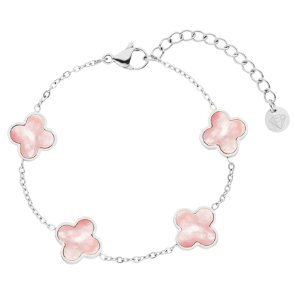 Bracelet Trèfle Rose Chanceux – Plaqué Or 18K