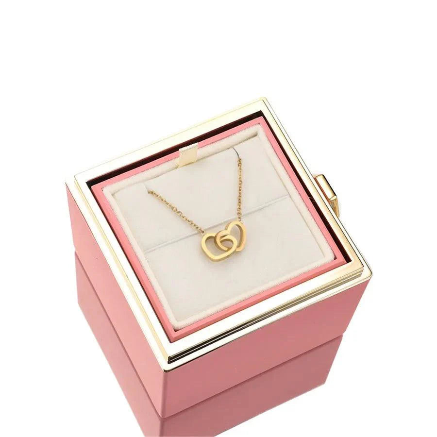Coffret Rose Éternelle avec Collier Gravé et Rose Naturelle Préservée