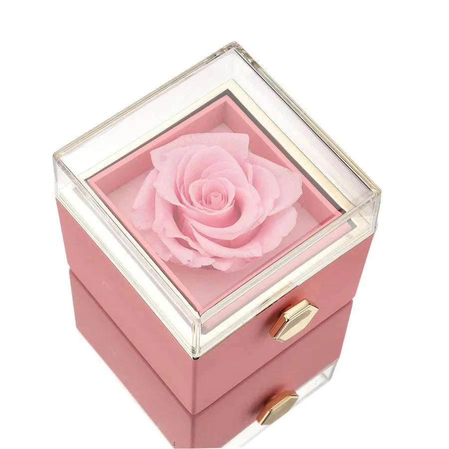 Coffret Rose Éternelle avec Collier Gravé et Rose Naturelle Préservée