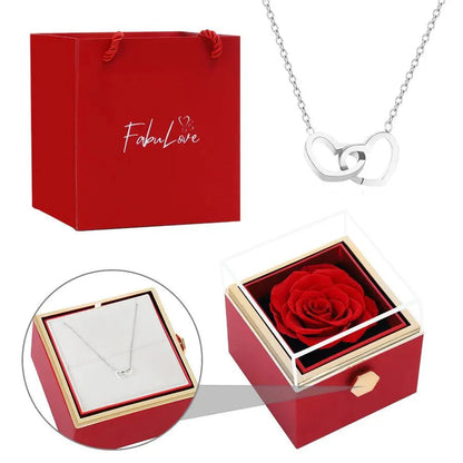 Coffret Rose Éternelle avec Collier Gravé et Rose Naturelle Préservée