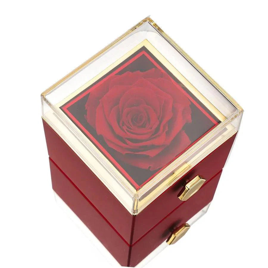 Coffret Rose Éternelle avec Collier Gravé et Rose Naturelle Préservée