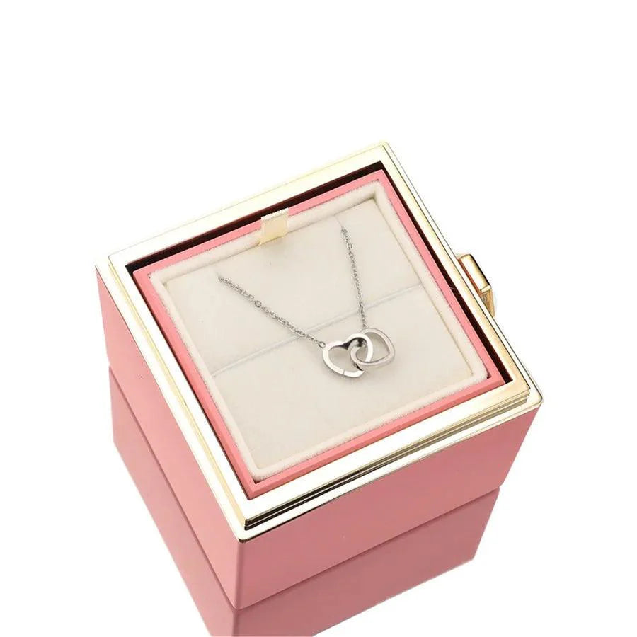 Coffret Rose Éternelle avec Collier Gravé et Rose Naturelle Préservée