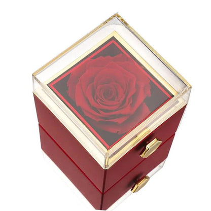 Coffret Rose Éternelle avec Collier Gravé et Rose Naturelle Préservée