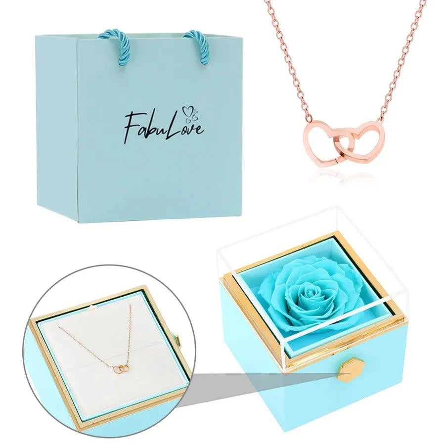 Coffret Rose Éternelle avec Collier Gravé et Rose Naturelle Préservée