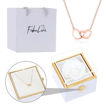 Coffret Rose Éternelle avec Collier Gravé et Rose Naturelle Préservée