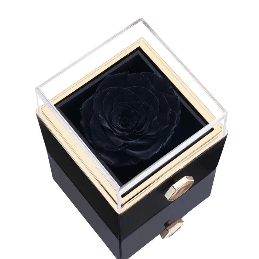 Coffret Rose Éternelle avec Collier Gravé et Rose Naturelle Préservée