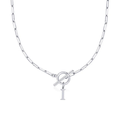 Collier Initiale Chaîne Trombone - Fermoir Cercle