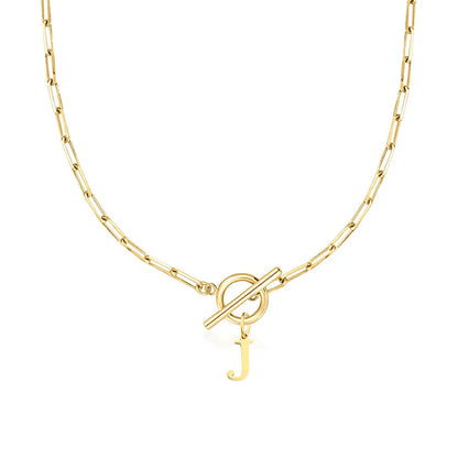 Collier Initiale Chaîne Trombone - Fermoir Cercle