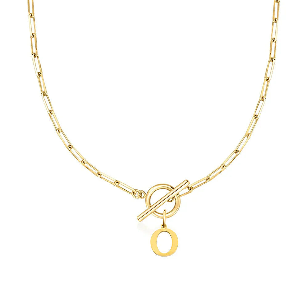 Collier Initiale Chaîne Trombone - Fermoir Cercle