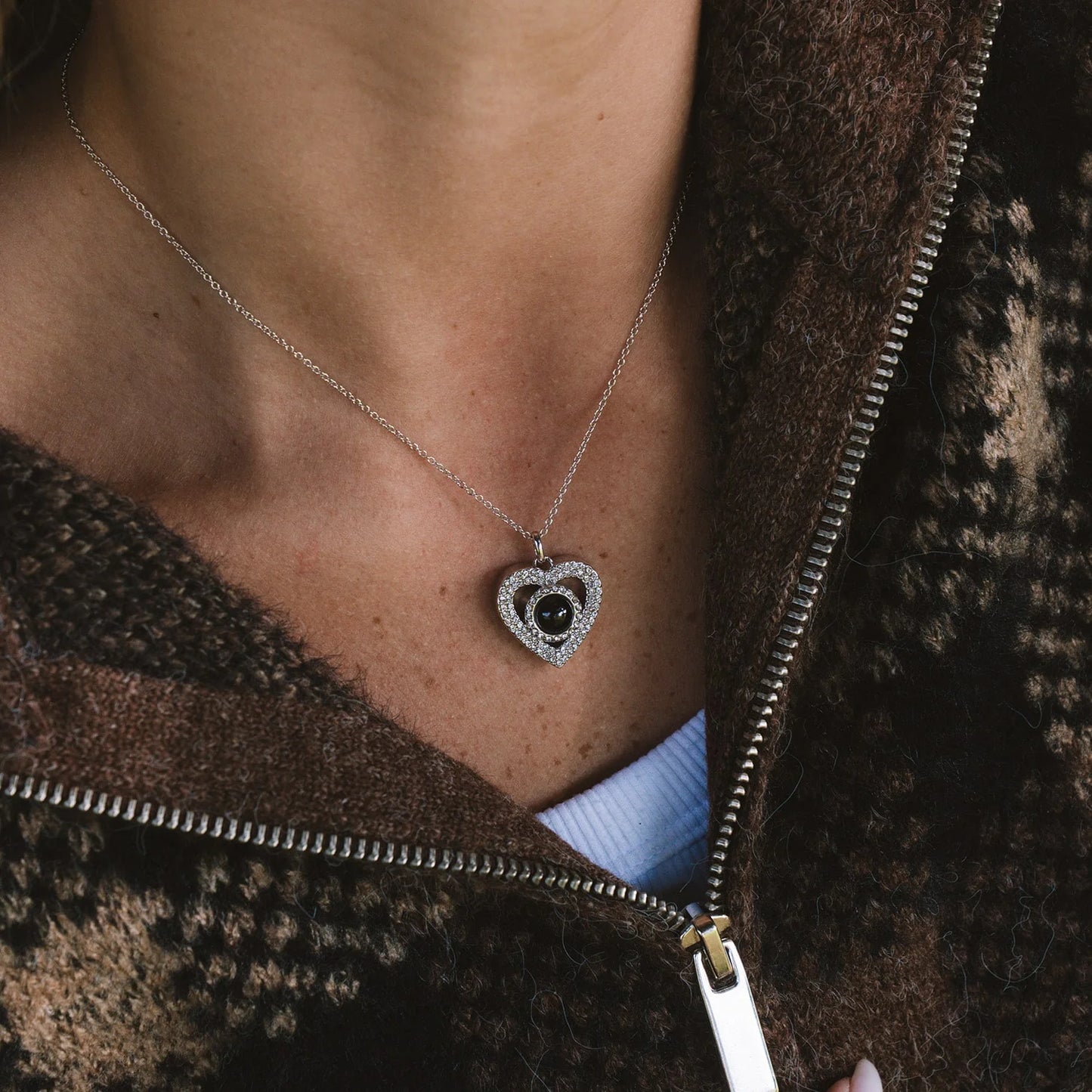 Collier Cœur Scintillant - Photo Personnalisée