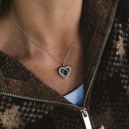Collier Cœur Scintillant - Photo Personnalisée