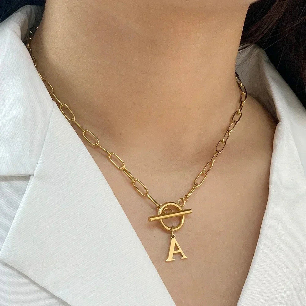 Collier Initiale Signature - Chaîne Trombone