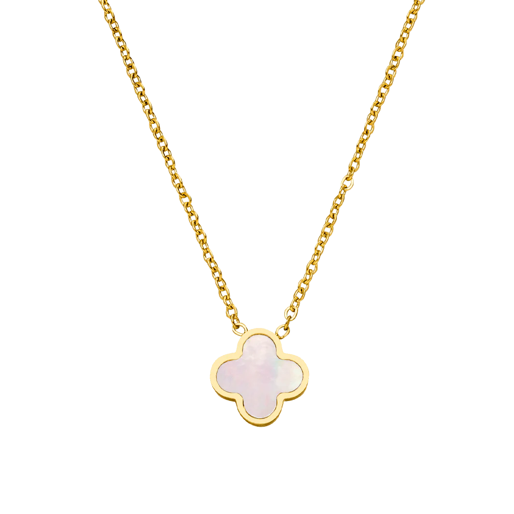 Collier Trèfle Rose Chanceux – Plaqué Or 18K